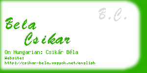 bela csikar business card